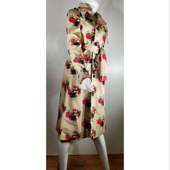 Adam Lippes Women's Beige Floral Print Trench Coat, XS NWOT - Picture 1 of 12